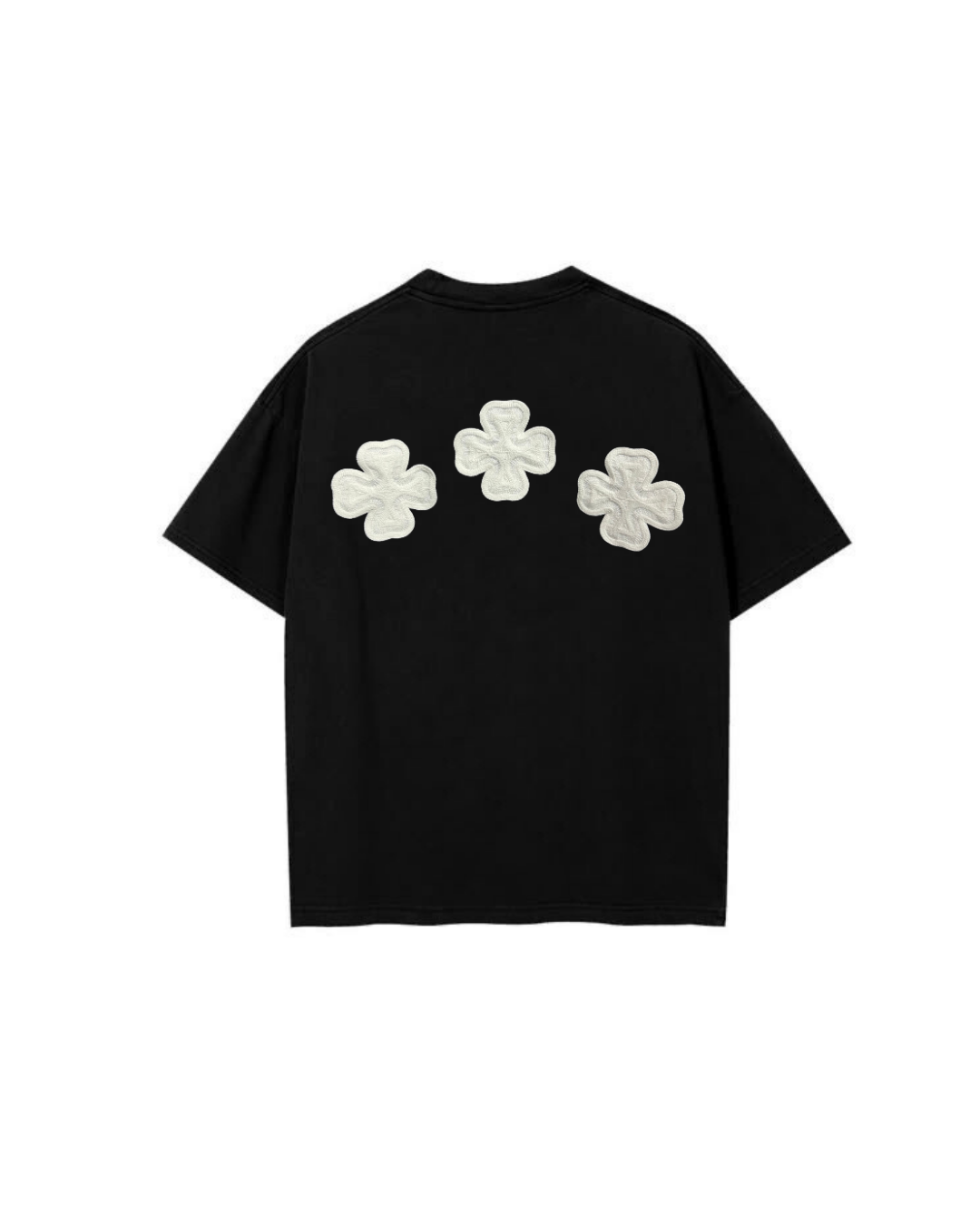 Oversize Yonca Nakış Baskı T-shirt