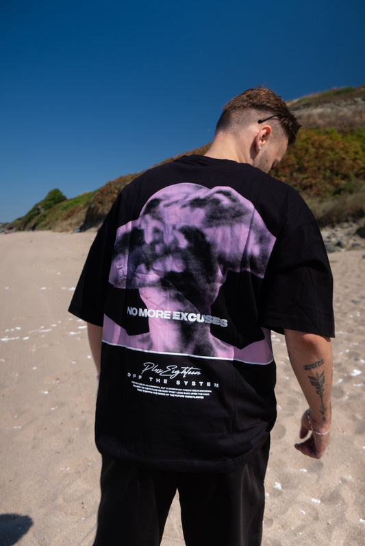 Oversize Sırt Göğüs Baskılı T-shirt