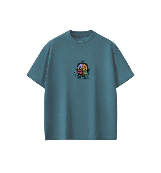 Oversize Hümanist Baskı T-shirt